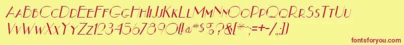 NouveauastaItalic Font – Red Fonts on Yellow Background