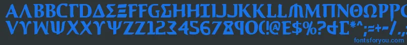 AegisCondensed Font – Blue Fonts on Black Background