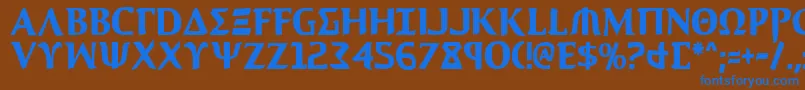 AegisCondensed Font – Blue Fonts on Brown Background