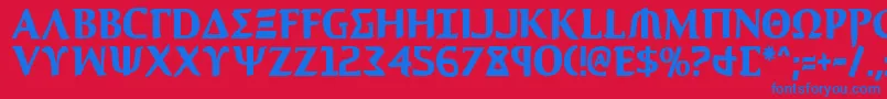 AegisCondensed Font – Blue Fonts on Red Background