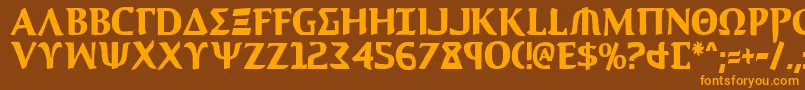 AegisCondensed Font – Orange Fonts on Brown Background