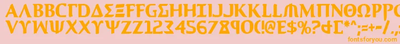 AegisCondensed Font – Orange Fonts on Pink Background
