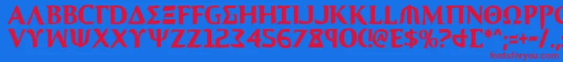 AegisCondensed Font – Red Fonts on Blue Background
