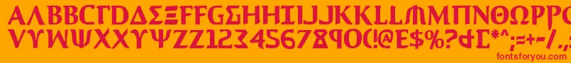AegisCondensed Font – Red Fonts on Orange Background