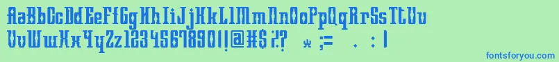 MayanSquare Font – Blue Fonts on Green Background