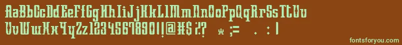フォントMayanSquare – 緑色の文字が茶色の背景にあります。