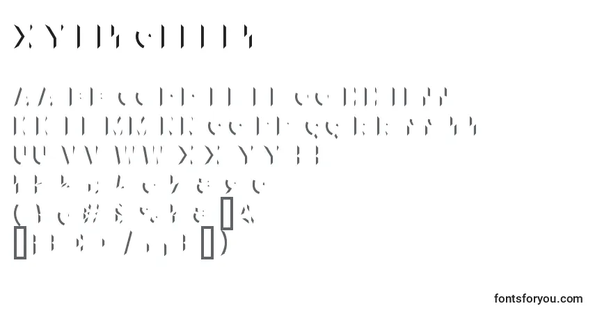 Шрифт XylitolLeft – алфавит, цифры, специальные символы
