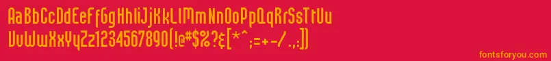 フォントBeastVsSpreadtall – 赤い背景にオレンジの文字