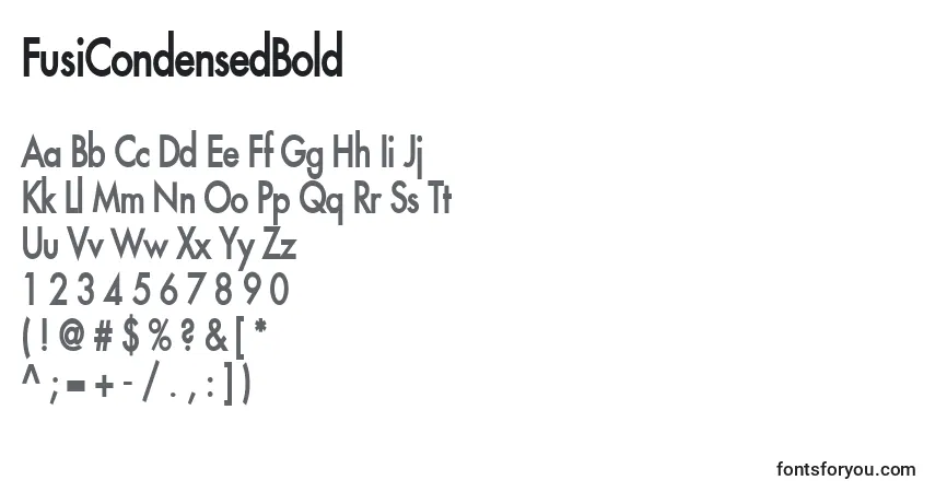 Czcionka FusiCondensedBold – alfabet, cyfry, specjalne znaki