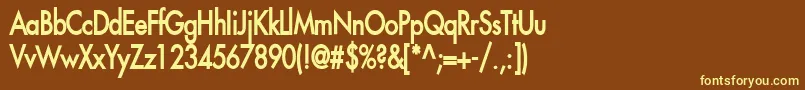 FusiCondensedBold-fontti – keltaiset fontit ruskealla taustalla