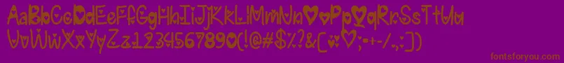 フォントIFoundMyValentineHeartedTtf – 紫色の背景に茶色のフォント