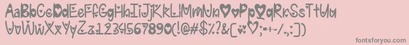 フォントIFoundMyValentineHeartedTtf – ピンクの背景に灰色の文字