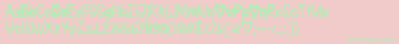 フォントIFoundMyValentineHeartedTtf – ピンクの背景に緑の文字