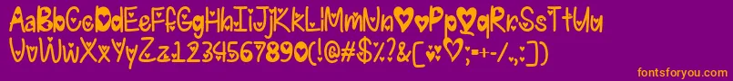 Шрифт IFoundMyValentineHeartedTtf – оранжевые шрифты на фиолетовом фоне