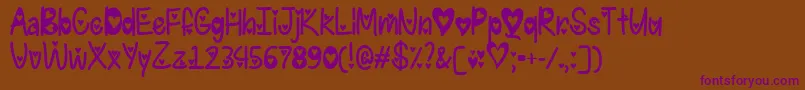 Шрифт IFoundMyValentineHeartedTtf – фиолетовые шрифты на коричневом фоне