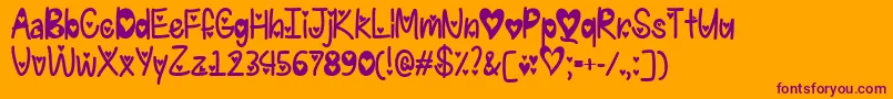 Шрифт IFoundMyValentineHeartedTtf – фиолетовые шрифты на оранжевом фоне
