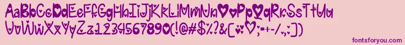 Шрифт IFoundMyValentineHeartedTtf – фиолетовые шрифты на розовом фоне