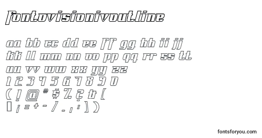 Schriftart FontovisionIvOutline – Alphabet, Zahlen, spezielle Symbole