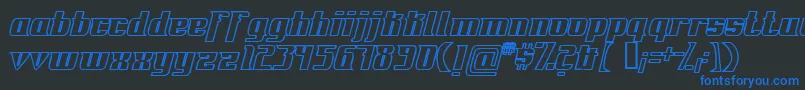 フォントFontovisionIvOutline – 黒い背景に青い文字