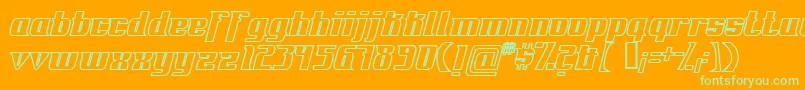 FontovisionIvOutline-Schriftart – Grüne Schriften auf orangefarbenem Hintergrund