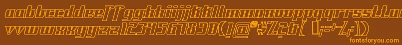 FontovisionIvOutline-Schriftart – Orangefarbene Schriften auf braunem Hintergrund