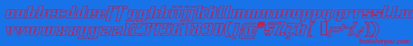 Fonte FontovisionIvOutline – fontes vermelhas em um fundo azul