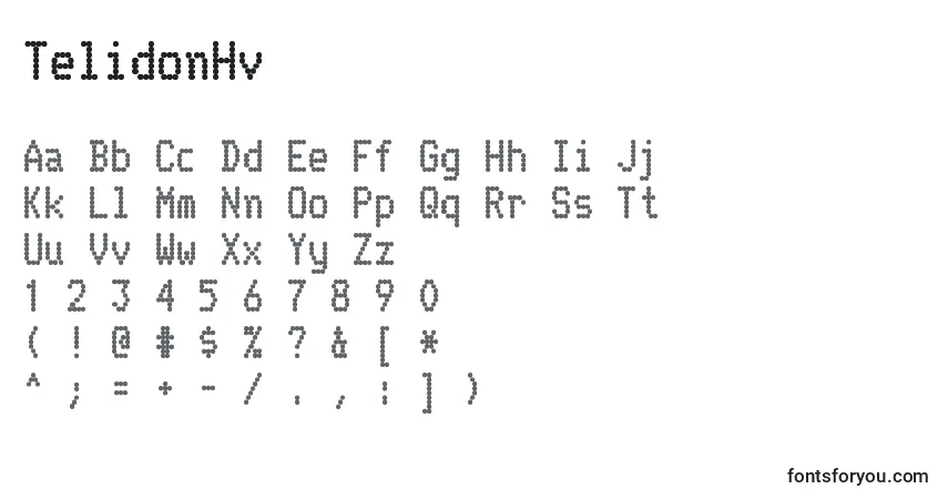 TelidonHv-fontti – aakkoset, numerot, erikoismerkit