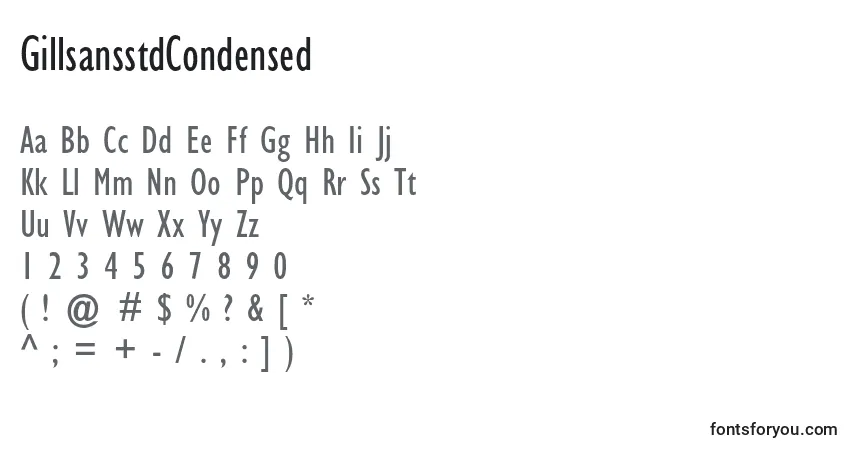 Czcionka GillsansstdCondensed – alfabet, cyfry, specjalne znaki