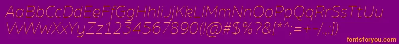 AminoThinItalic Font – Orange Fonts on Purple Background