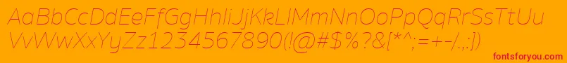 AminoThinItalic-Schriftart – Rote Schriften auf orangefarbenem Hintergrund