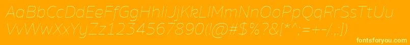 AminoThinItalic-Schriftart – Gelbe Schriften auf orangefarbenem Hintergrund