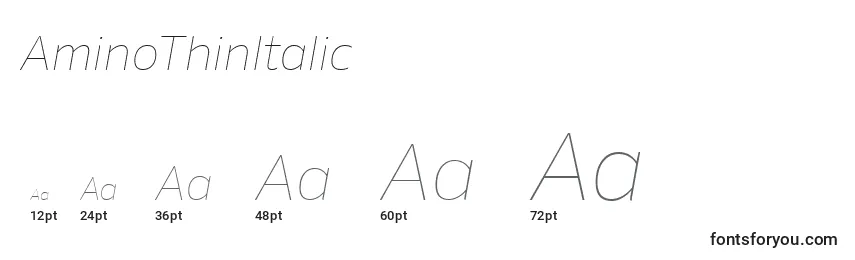 Размеры шрифта AminoThinItalic