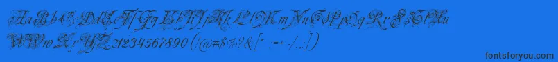 Шрифт Neuezierschrift – чёрные шрифты на синем фоне