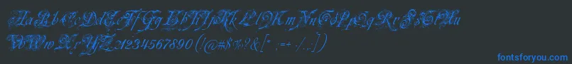 フォントNeuezierschrift – 黒い背景に青い文字