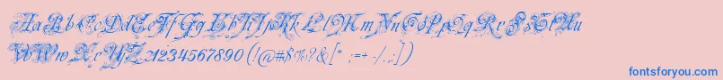 Neuezierschrift Font – Blue Fonts on Pink Background