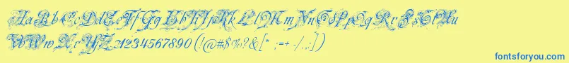 Neuezierschrift Font – Blue Fonts on Yellow Background