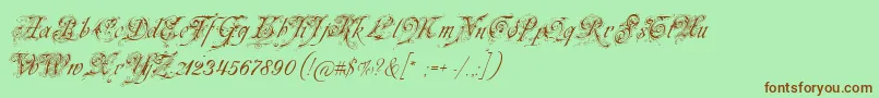 Neuezierschrift-Schriftart – Braune Schriften auf grünem Hintergrund