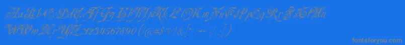 Neuezierschrift-Schriftart – Graue Schriften auf blauem Hintergrund