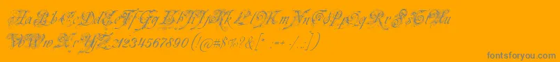 Fonte Neuezierschrift – fontes cinzas em um fundo laranja