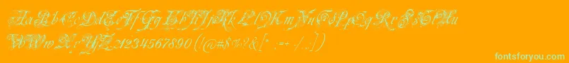 フォントNeuezierschrift – オレンジの背景に緑のフォント