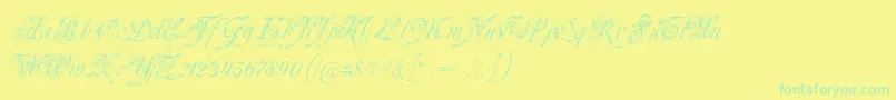 Neuezierschrift-Schriftart – Grüne Schriften auf gelbem Hintergrund