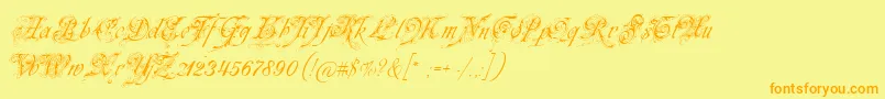 Neuezierschrift-fontti – oranssit fontit keltaisella taustalla