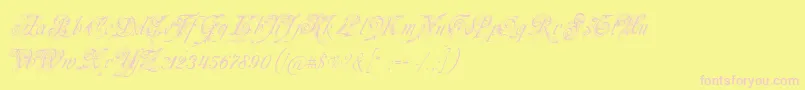 Neuezierschrift-Schriftart – Rosa Schriften auf gelbem Hintergrund