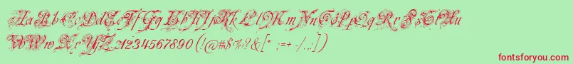 Neuezierschrift Font – Red Fonts on Green Background