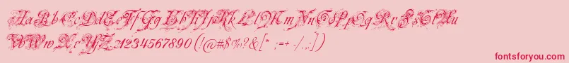 Neuezierschrift-Schriftart – Rote Schriften auf rosa Hintergrund
