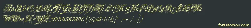 フォントNeuezierschrift – 黒い背景に黄色の文字
