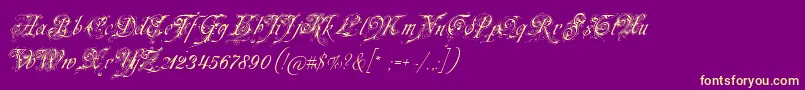 Neuezierschrift Font – Yellow Fonts on Purple Background