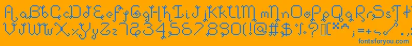 Dollpixellowzz Font – Blue Fonts on Orange Background