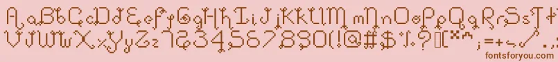 Dollpixellowzz-Schriftart – Braune Schriften auf rosa Hintergrund
