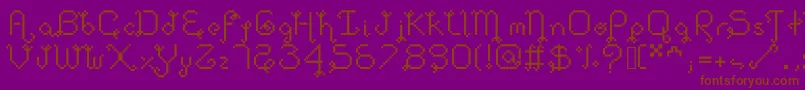 Dollpixellowzz-Schriftart – Braune Schriften auf violettem Hintergrund